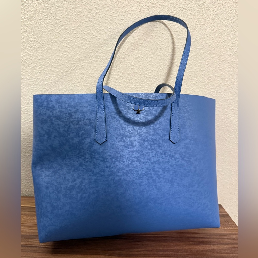 KATE SPADE BLUE TOTE POLKADOT INSIDE - Picture 2 of 6